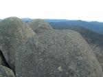 NW view (possibly Mt Ginini between the two rocks on the left)